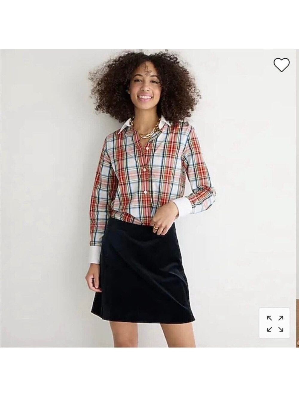 J.Crew Classic Fit Cotton Poplin Snowy Stewart Plaid Button Up Long Sleeve Shirt